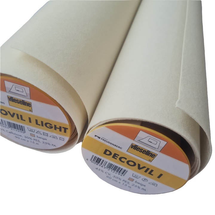 Decovil 1 and Decovil light: Fusible Interfacing/Interlining heavy Vilene. Beige. By the m