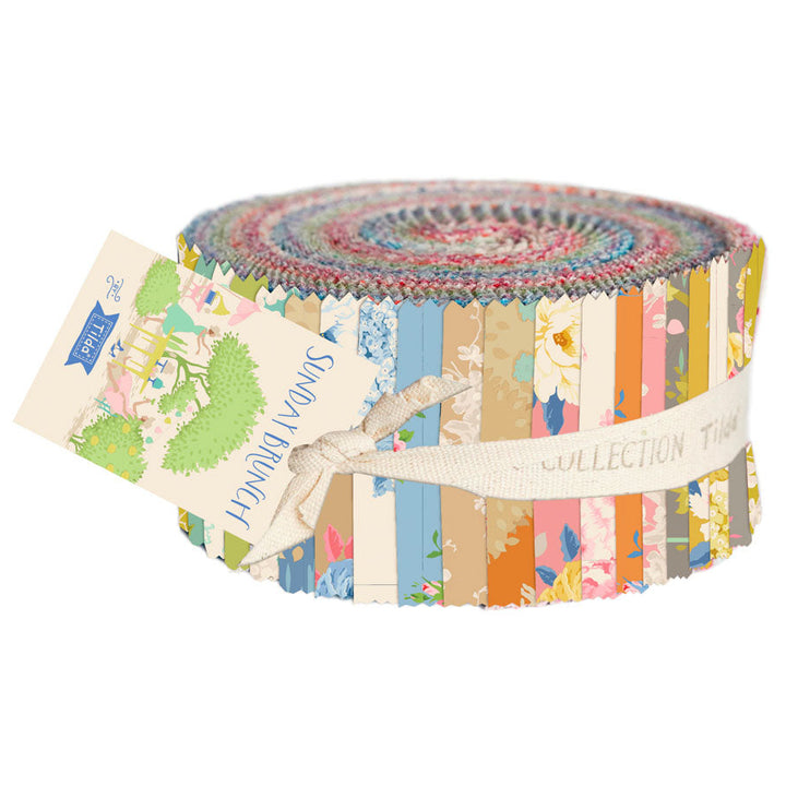 Tilda Sunday Brunch fabric roll jellyroll fabrics. Floral quilting fabrics. 40pcs 2.5" x 43"