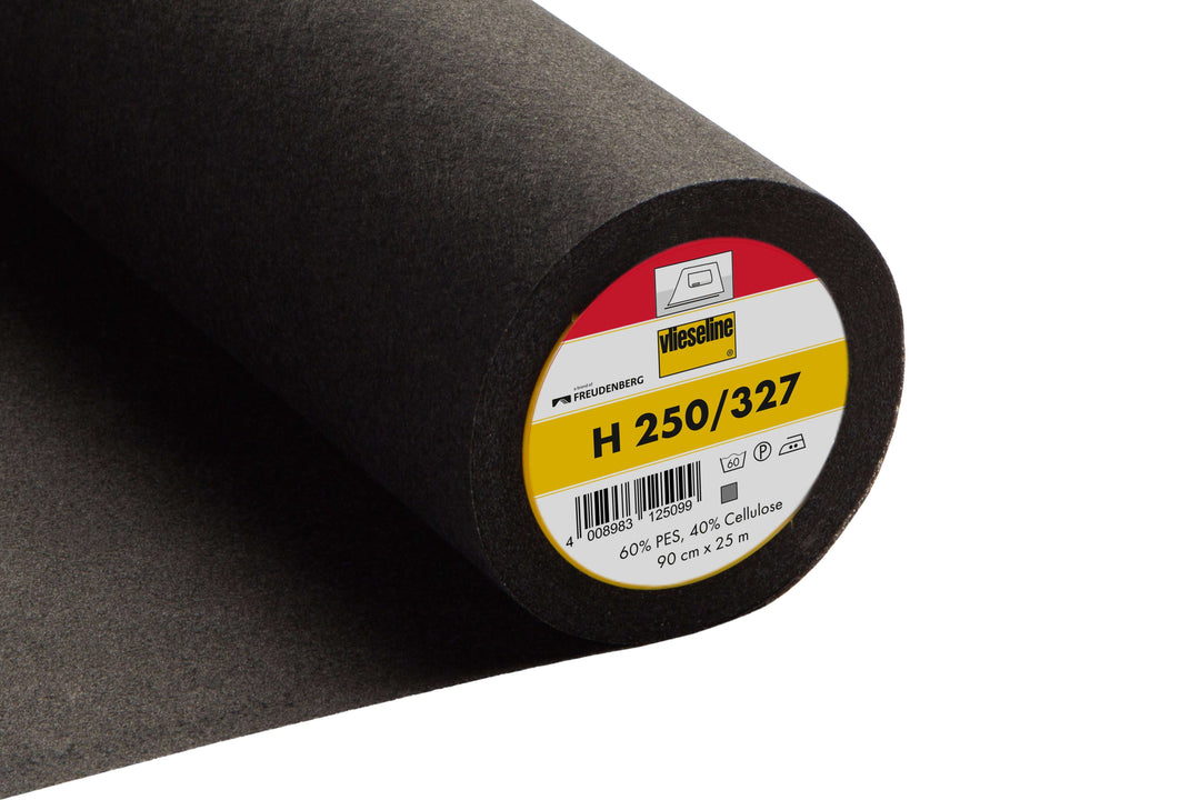 Firm/Medium Weight fusible Interfacing black H250/327: Vilene iron on non-woven. Sold per m