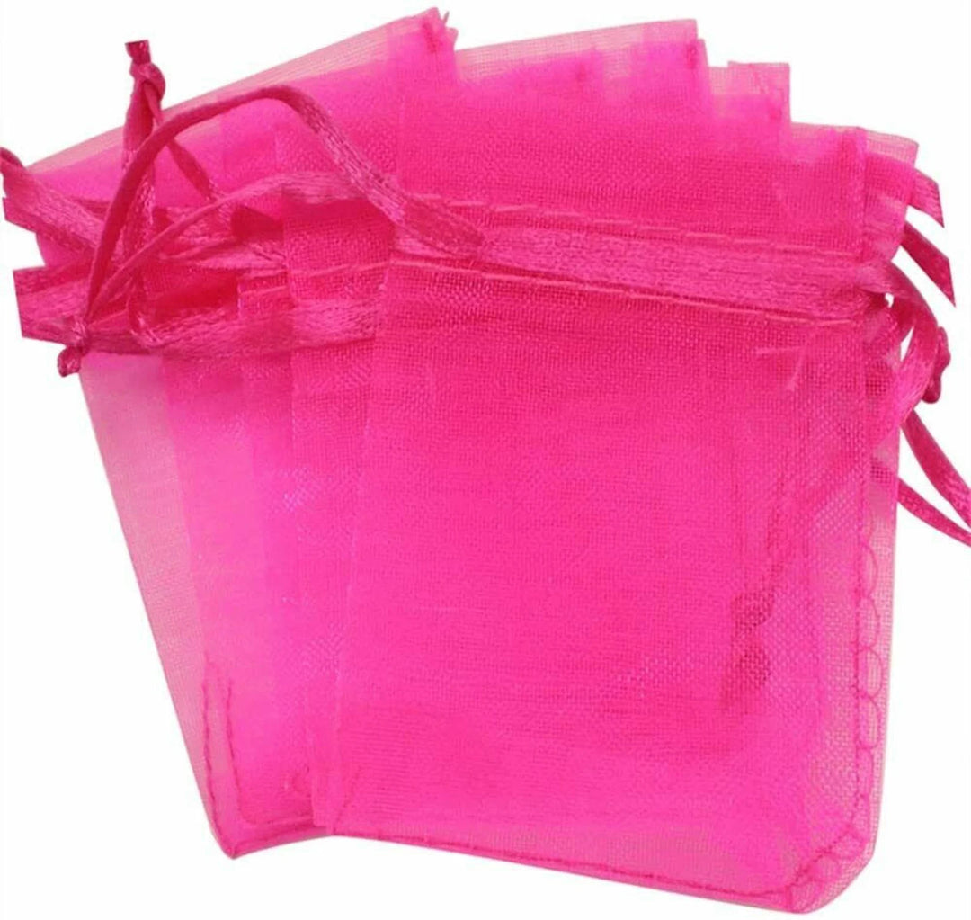 25pcs 7x9cm Organza Gift Favour Bags Wedding Jewellery Drawstring Pouches - Fuchsia