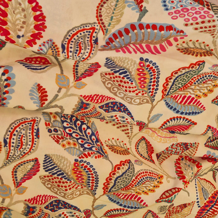 Abstract Floral Leaf Viscose Challis dressmaking fabric per 1/2m