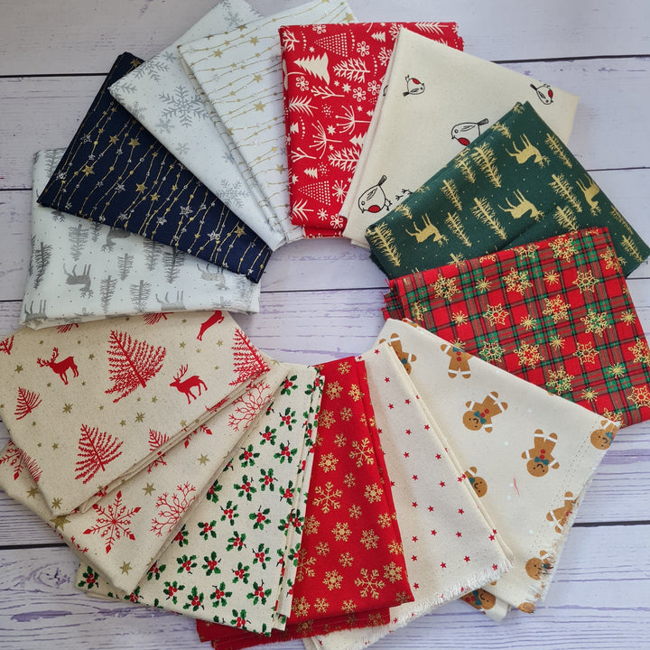 Scandi White Reindeer Christmas cotton Fabrics by John Louden per metre