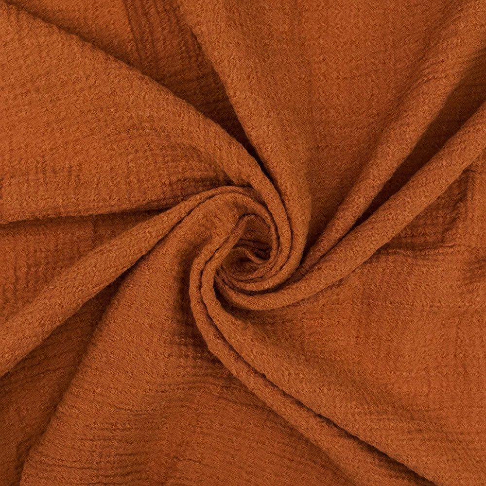 Solid Plain double gauze muslin 100% cotton fabric. Various colours.