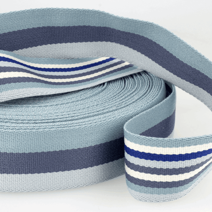 Webbing Double-Sided Stripes: 40mm wide bag strapping. Various colours. Per metre.