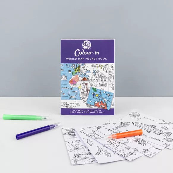 Card Book - Colouring in kids books/Thank you cards, World map or Fairies by Eggnogg