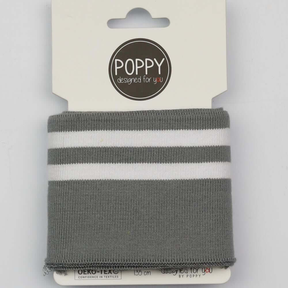 Double Stripe Cuffing By Poppy. OEKO-TEX cotton Knit Fabric: cuffs and waistbands.