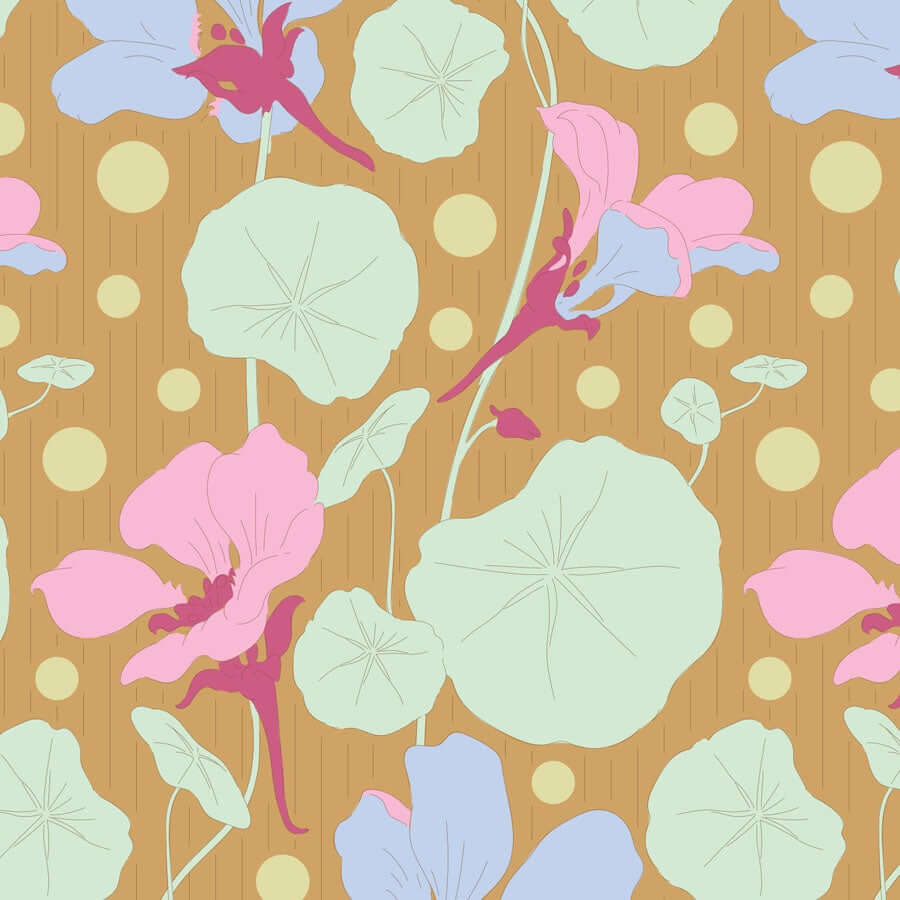 Gardenlife mustard and pink fabrics the Fat quarter - cotton fabric by Tilda.