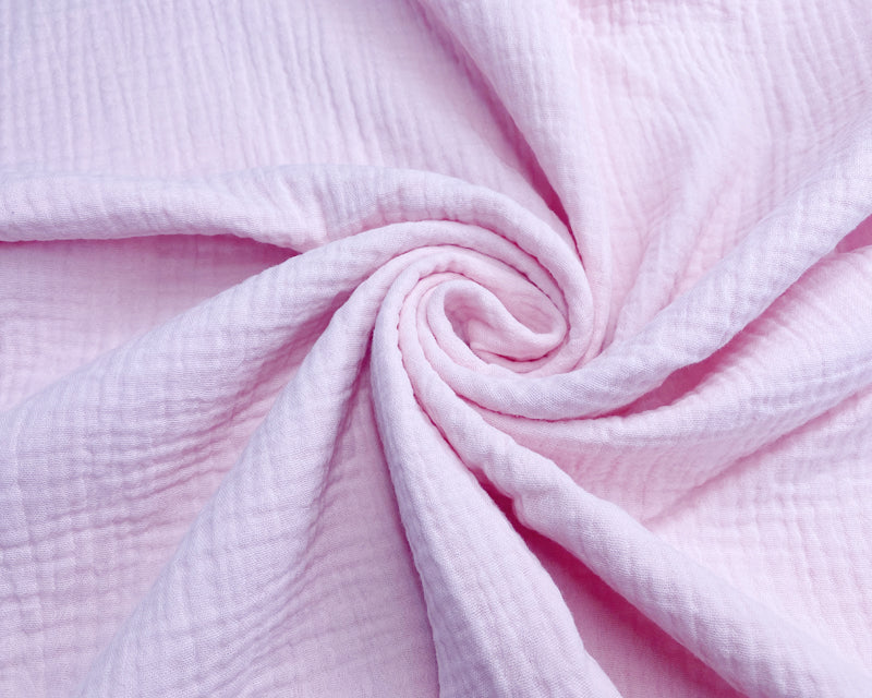 Solid Plain double gauze muslin 100% cotton fabric. Various colours.