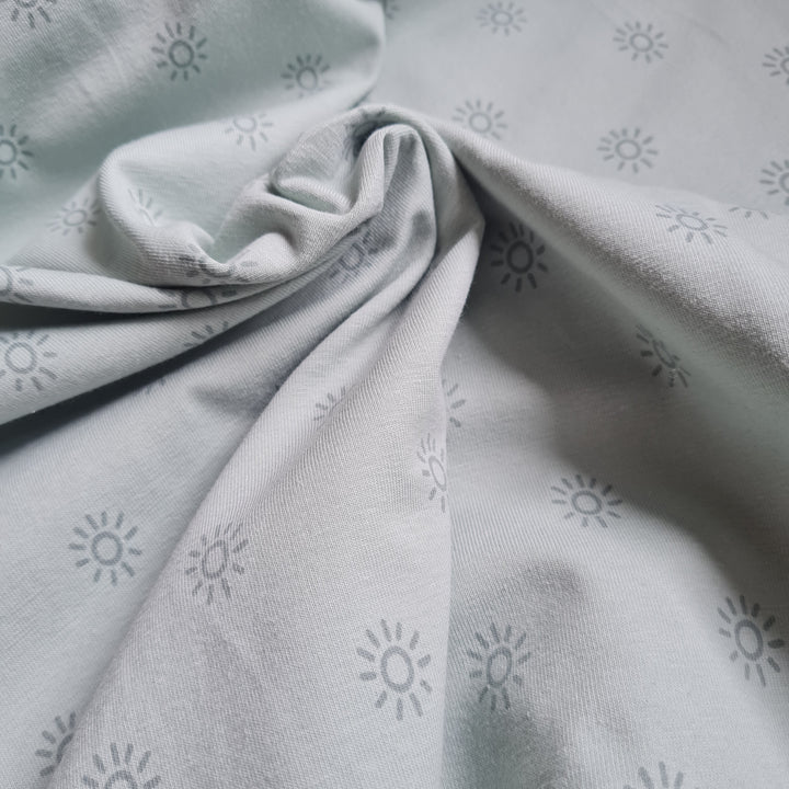 Tricot sunshine stretch cotton jersey knit fabric, by the half metre. Mint green.