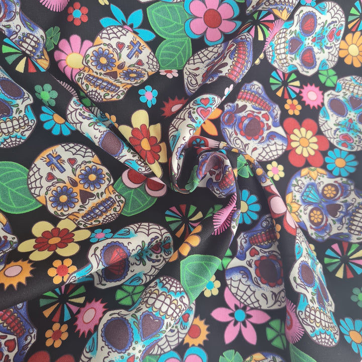 Skull Cotton Poplin Fabric, kids fabric, Halloween, day of the dead x half metre.