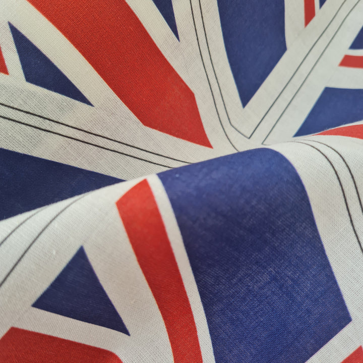 UK flag bunting Union Jacks. Cotton Fabric Panel. 1m x1.5m, 40 flags