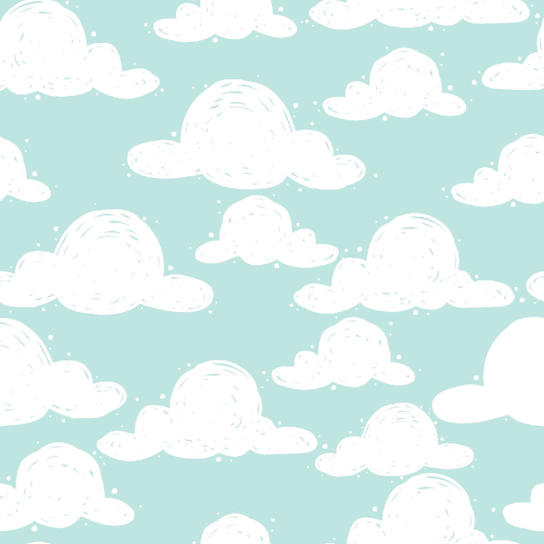 Goodnight pale grey, mint green and white nursery/kids quilting fabric by the fat quarter/metre. Craft Cotton Company.