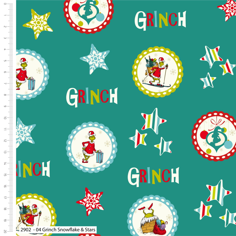 Dr Seuss Grinch Christmas fat quarter bundle of 5 quilting fabrics