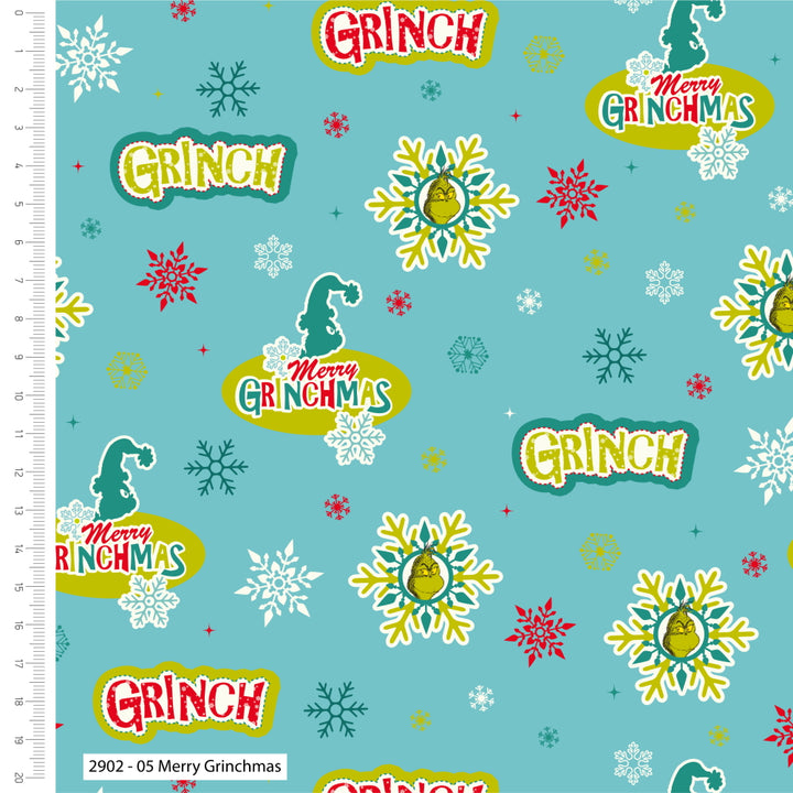 Dr Seuss Grinch Christmas fat quarter bundle of 5 quilting fabrics