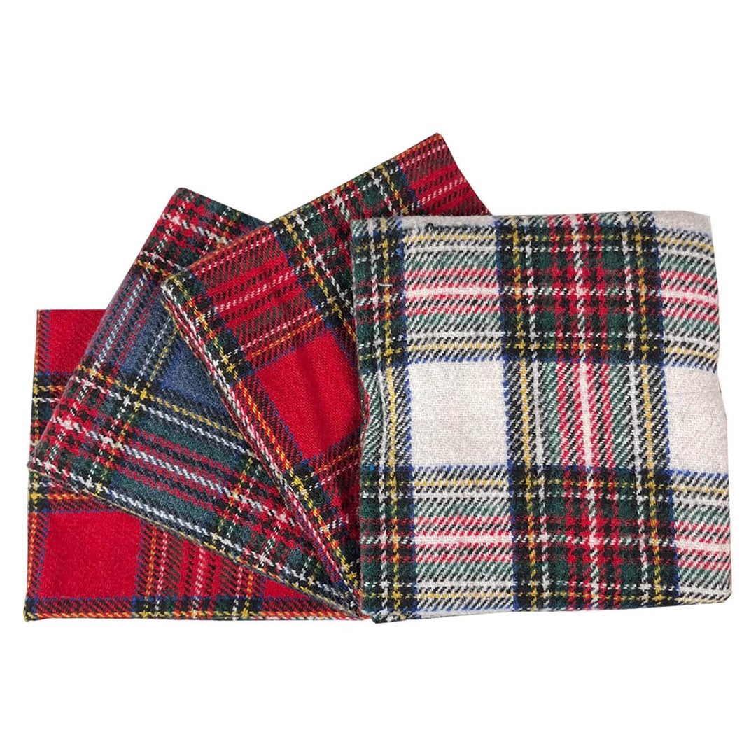 Brushed Poly Wool Christmas tartan fat quarter bundle of 4 cotton quilting fabrics.