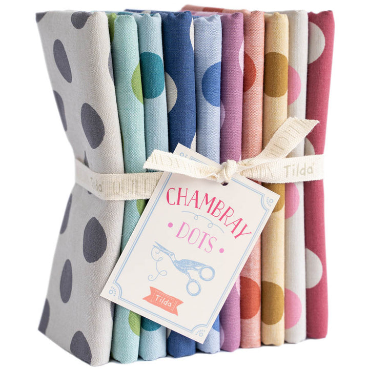 Tilda Chambray Dots fat quarter bundle of 10 fabrics.