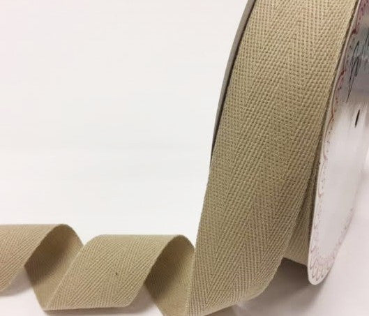 Cotton Herringbone Webbing/Tape: 25 mm/40mm. Per metre