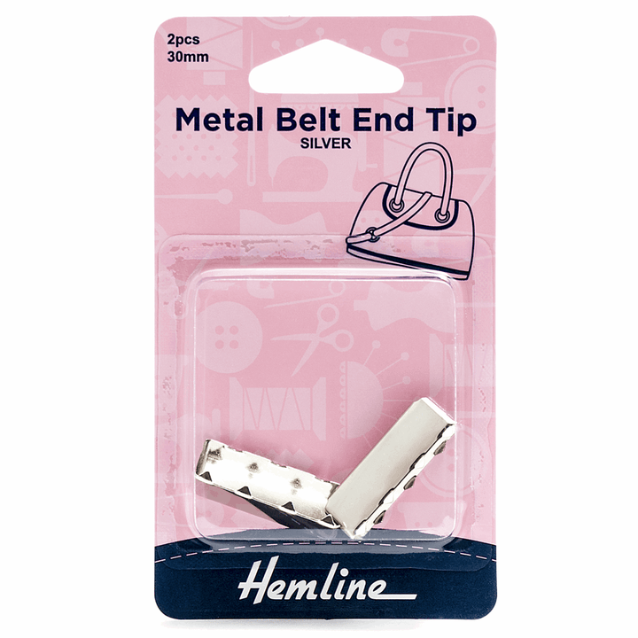 Hemline Metal belt end tips end caps (belt, bag straps, bag making) 30mm/20 mm. 2 pk