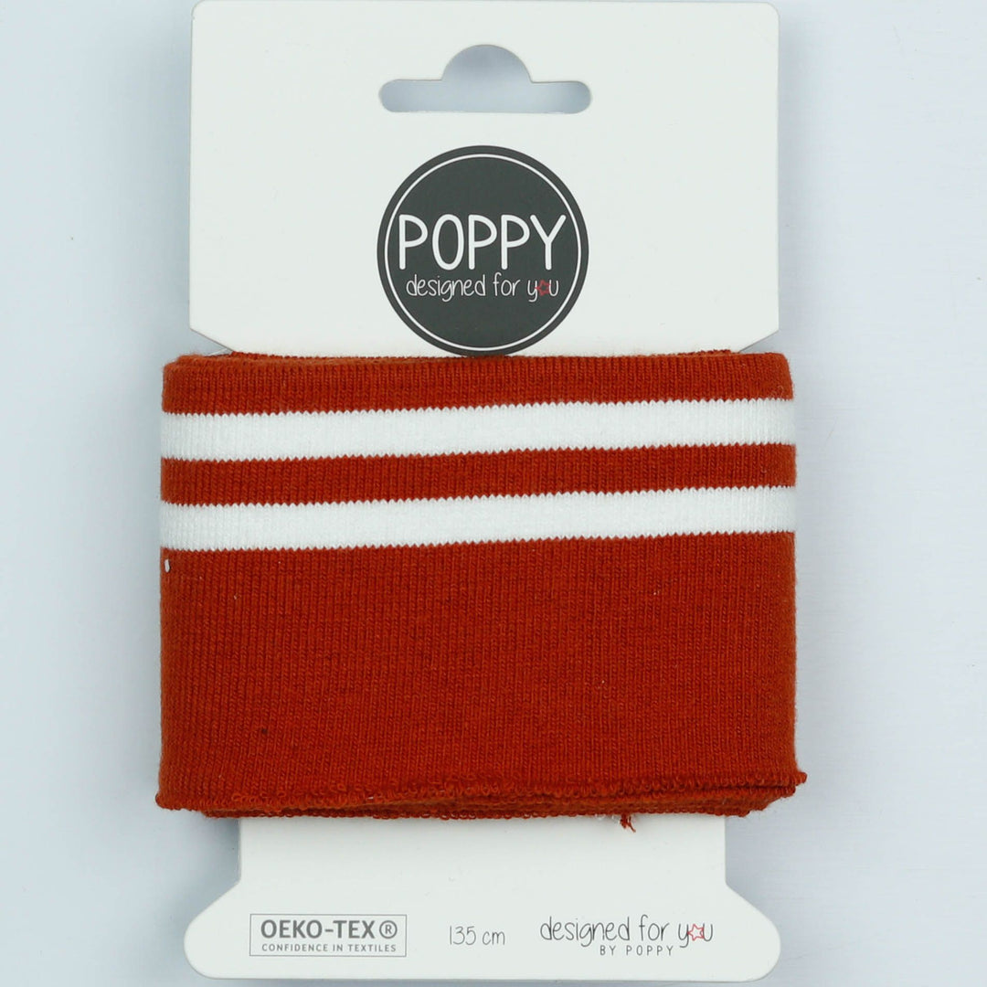 Double Stripe Cuffing By Poppy. OEKO-TEX cotton Knit Fabric: cuffs and waistbands.