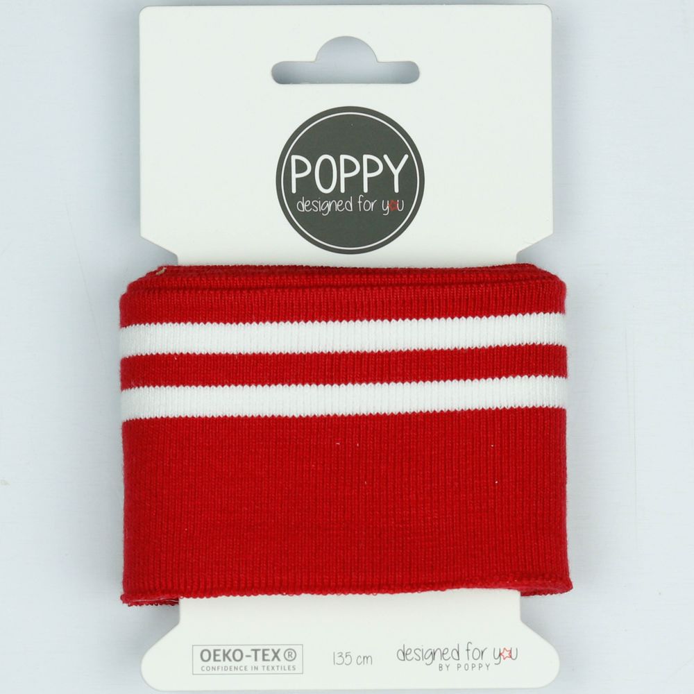 Double Stripe Cuffing By Poppy. OEKO-TEX cotton Knit Fabric: cuffs and waistbands.