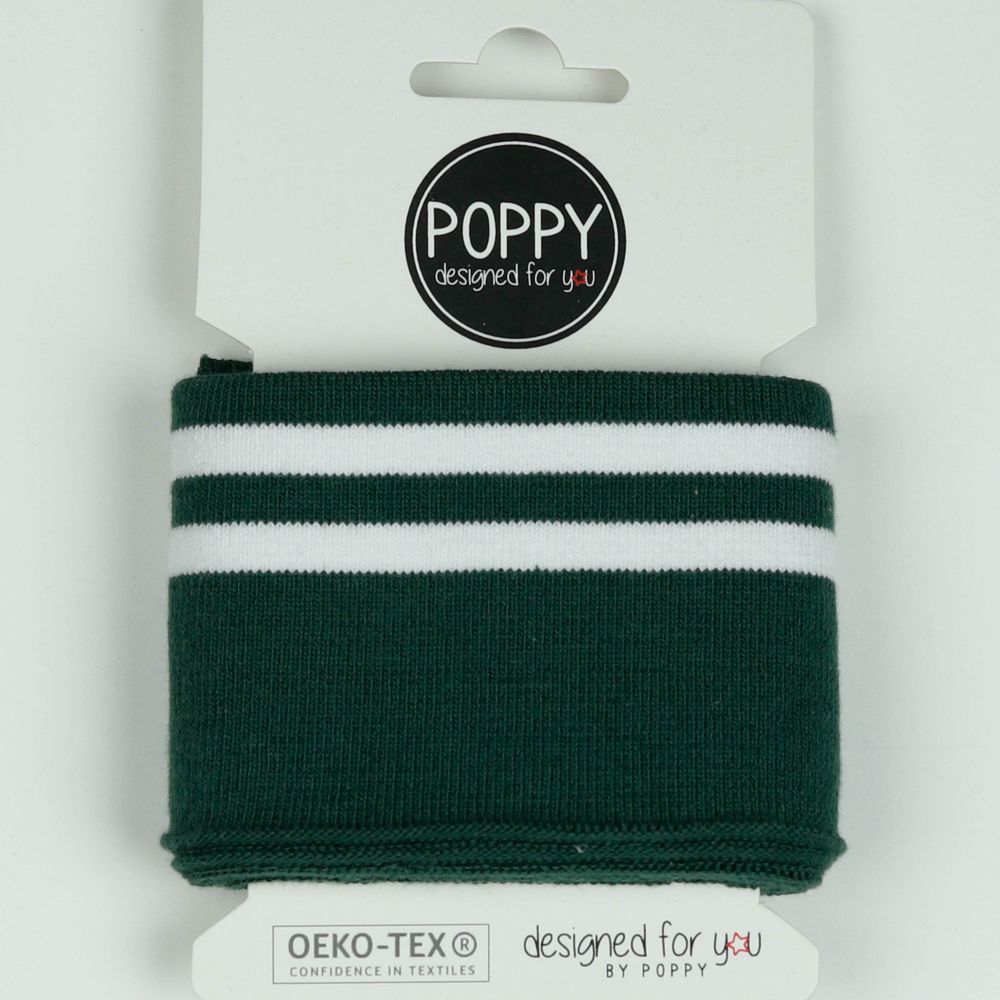 Double Stripe Rib Knit Cuffing By Poppy. Finished edge cotton Fabric: cuffs and waistbands.