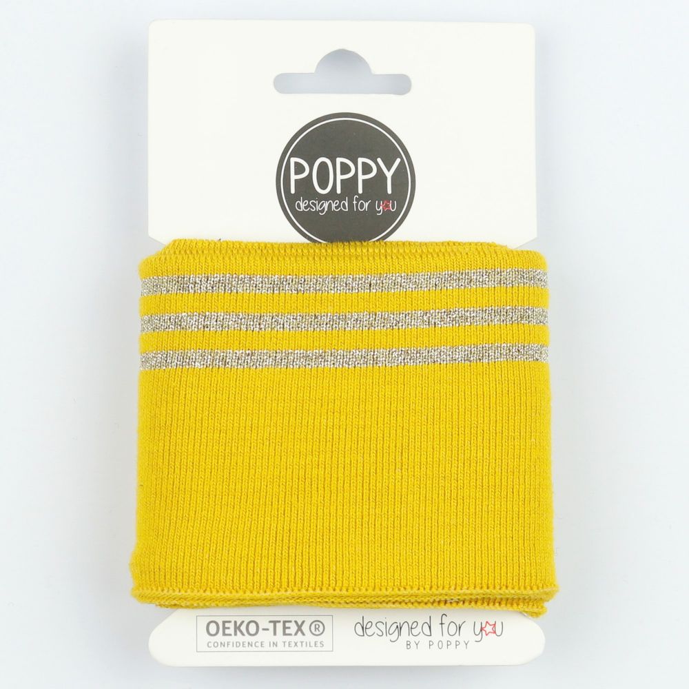 Double Stripe Rib Knit Cuffing By Poppy. Finished edge cotton Fabric: cuffs and waistbands.