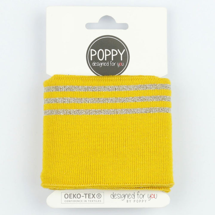 Double Stripe Rib Knit Cuffing By Poppy. Finished edge cotton Fabric: cuffs and waistbands.