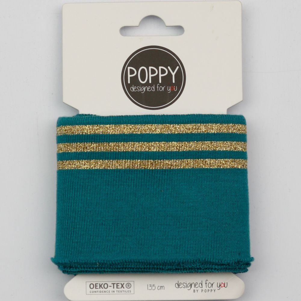 Double Stripe Rib Knit Cuffing By Poppy. Finished edge cotton Fabric: cuffs and waistbands.