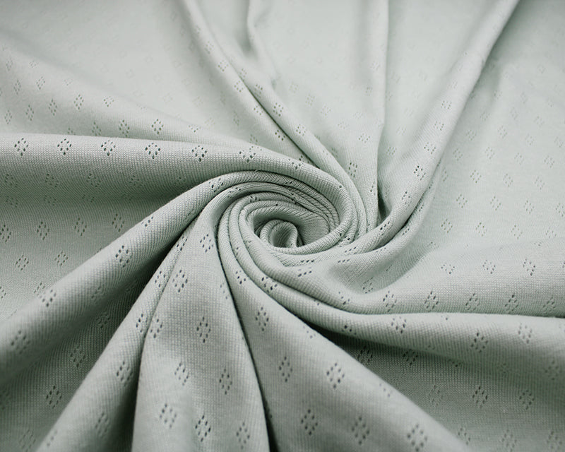 Fine 100% cotton jersey knit with Diamond openwork/ Pointelle fabric by the half metre.