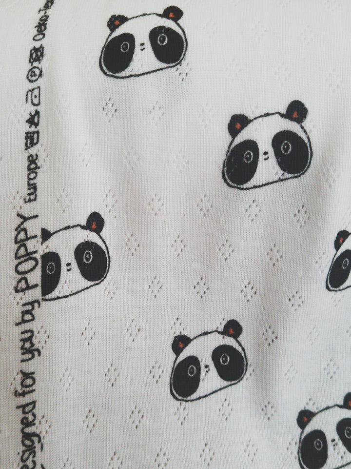 Panda Fine 100% cotton jersey knit with Diamond openwork/ Pointelle fabric. By Poppy. Cut to order by the 1/2 metre.