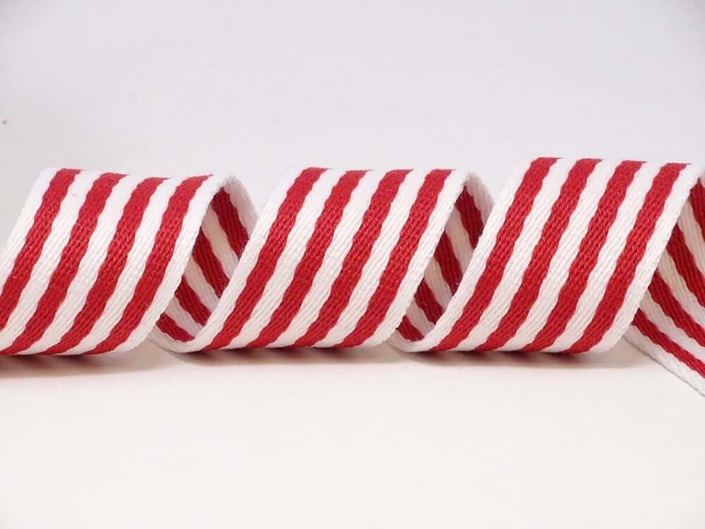 Bertie's bows 38mm striped, rainbow bag strapping/webbing: various colours. Per metre.