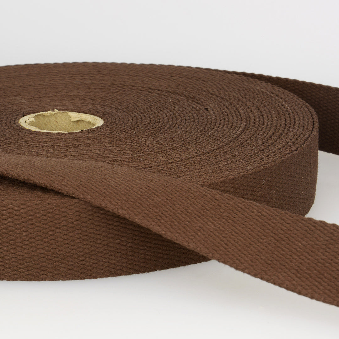 25 mm /30mm Solid Plain Cotton Stephanoise Webbing bag strapping. Per metre.