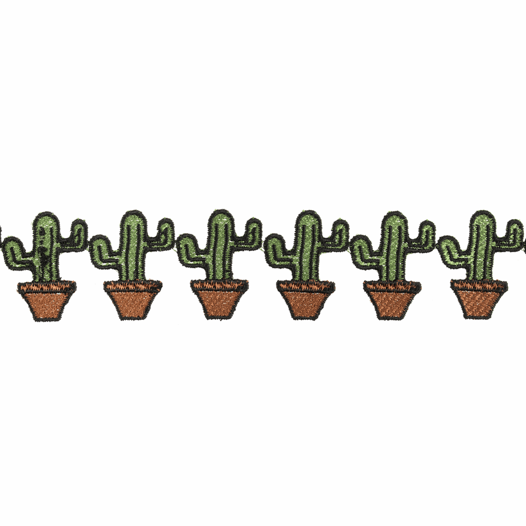 Cactus strip trim embellishment. 39 mm tall by the metre.