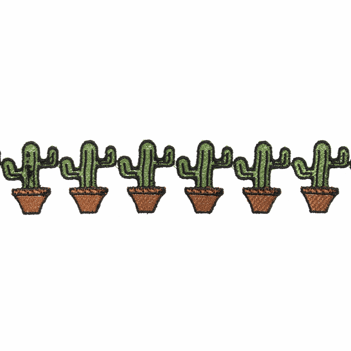 Cactus strip trim embellishment. 39 mm tall by the metre.