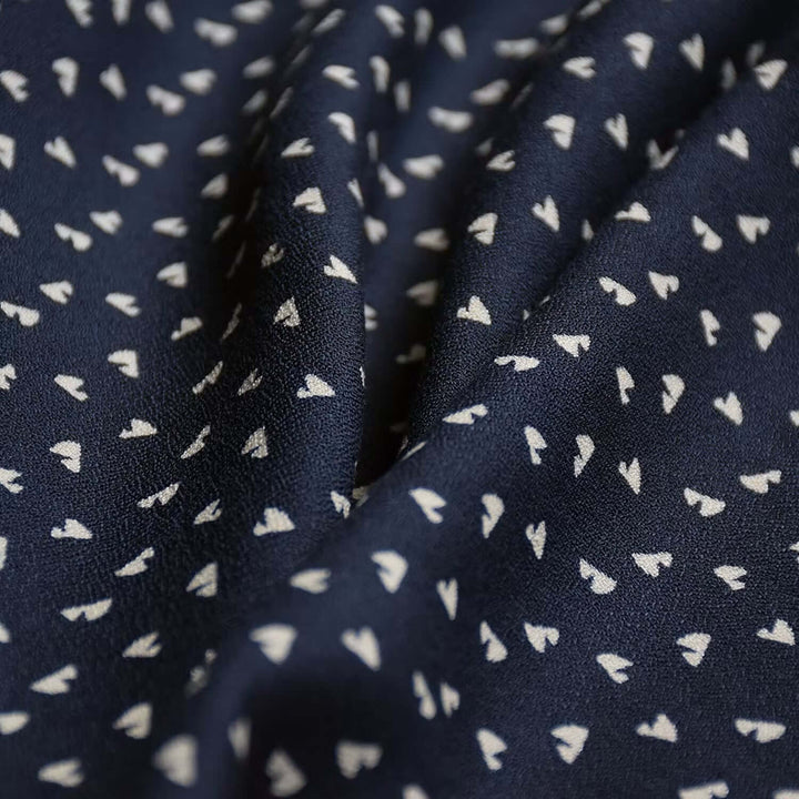 Charcoal black ditsy geo 100% viscose woven dressmaking fabric. By Cousette France. Per 1/2m