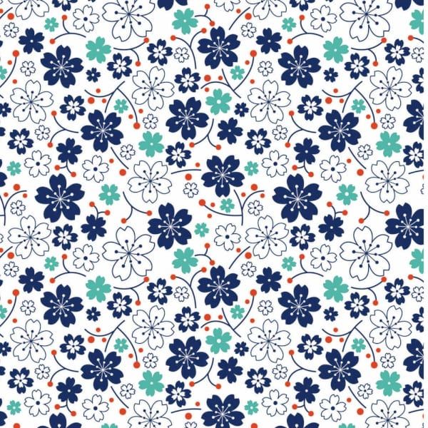 Kyoto Blossom entire range by the fat quarter. Stuart Hillard. Blues, greens, floral, Japanese inspired.