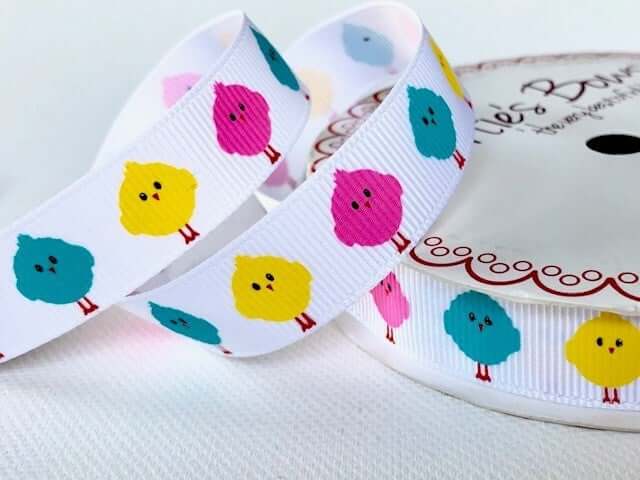 Happy Easter ribbon cotton/ grosgrain ribbon by Bertie's Bows. Per 2m/ 3m roll.