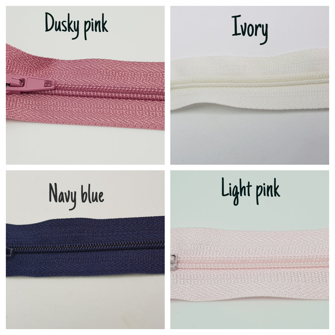 Nylon Closed End Auto-lock Zips 4in, 8in (20cm) 10in (25cm). Dressmaking, crafts.