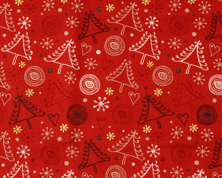 Swirly Metallic Christmas craft/quilting cotton fabric. Red or cream. By the half metre.