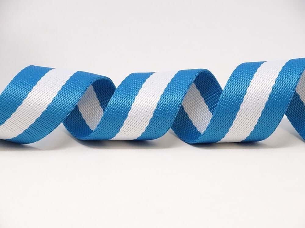 Berties bows 30mm cotton blend white striped bag strapping/webbing. Per metre.