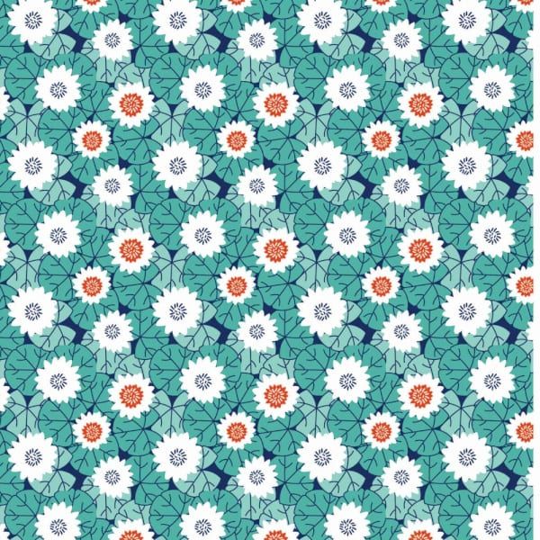 Kyoto Blossom entire range by the fat quarter. Stuart Hillard. Blues, greens, floral, Japanese inspired.