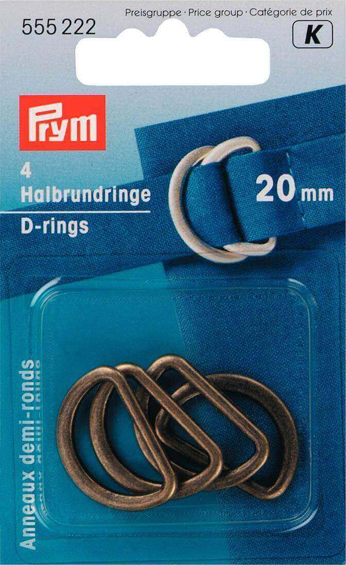 Prym 2/4 pk Welded metal D-rings for bag straps, bag making. 20/ 25 /30 /40 mm