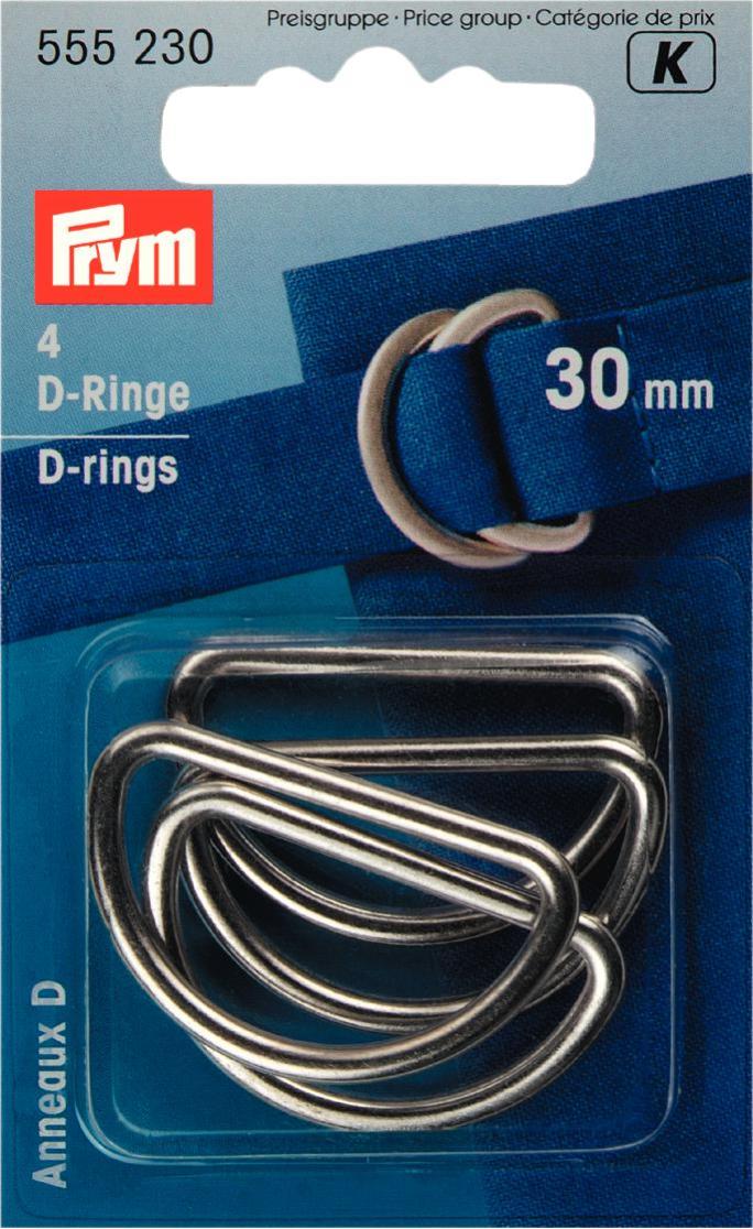 Prym 2/4 pk Welded metal D-rings for bag straps, bag making. 20/ 25 /30 /40 mm