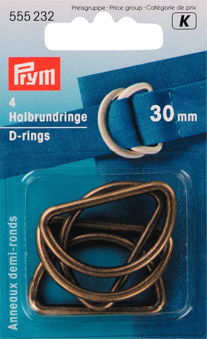 Prym 2/4 pk Welded metal D-rings for bag straps, bag making. 20/ 25 /30 /40 mm