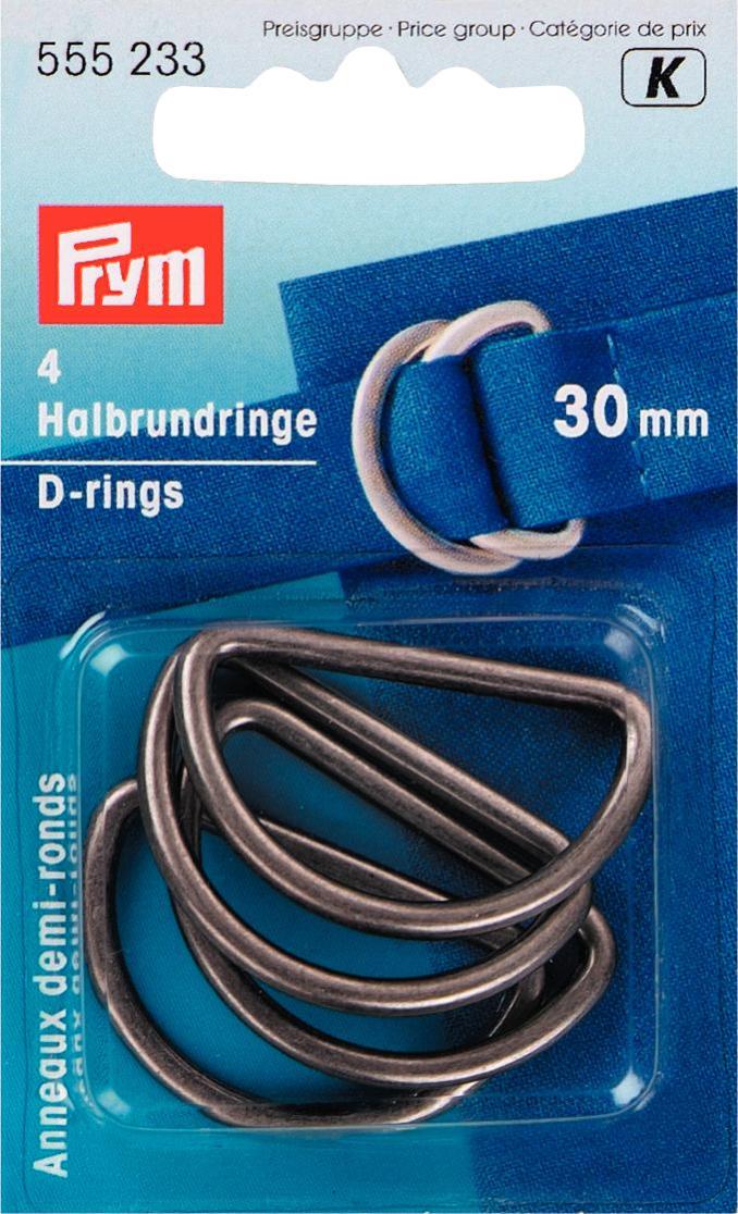 Prym 2/4 pk Welded metal D-rings for bag straps, bag making. 20/ 25 /30 /40 mm