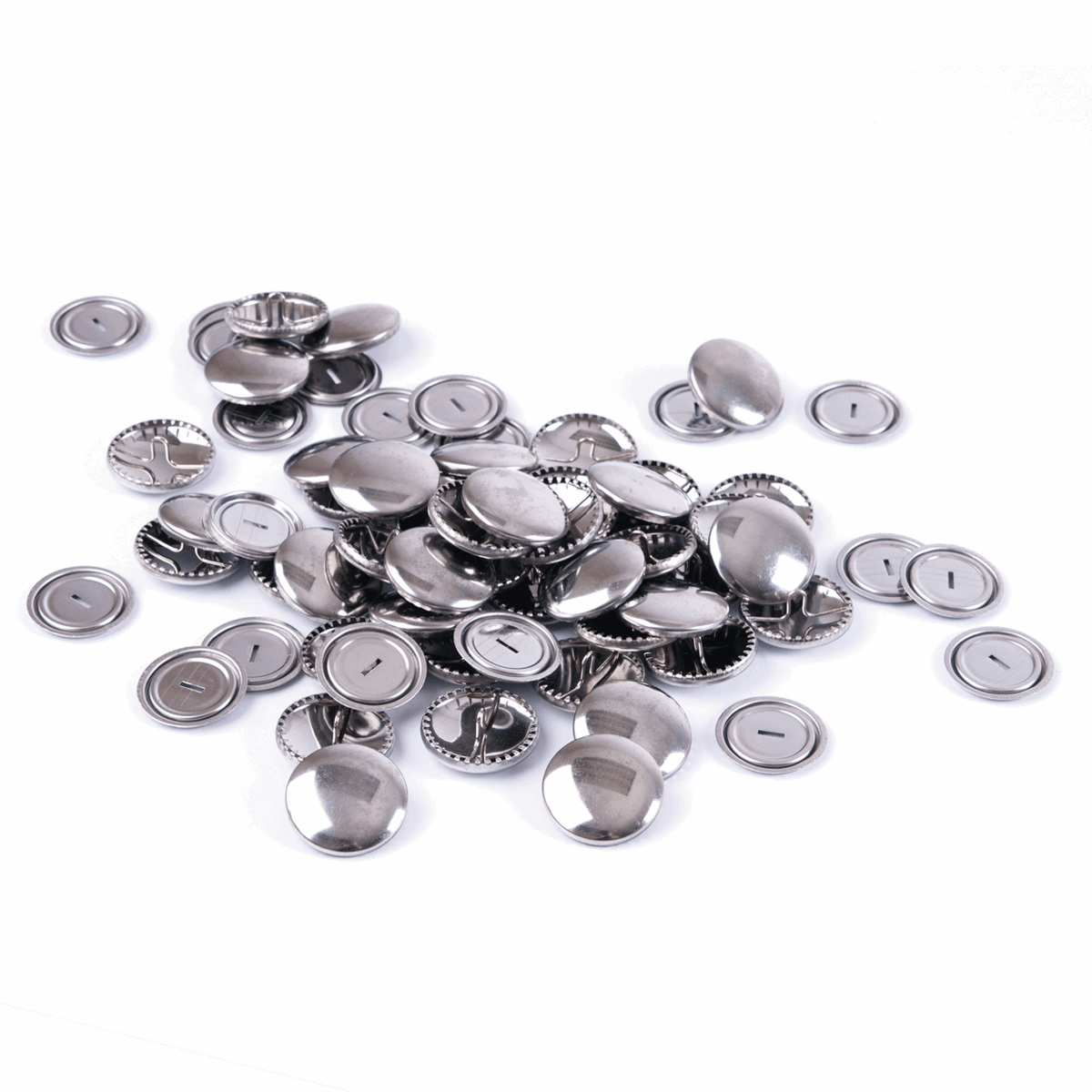Hemline Self Cover Buttons: Metal: 11 mm, 15 mm, 19 mm, 22 mm, 29mm, 38 mm x 5-100