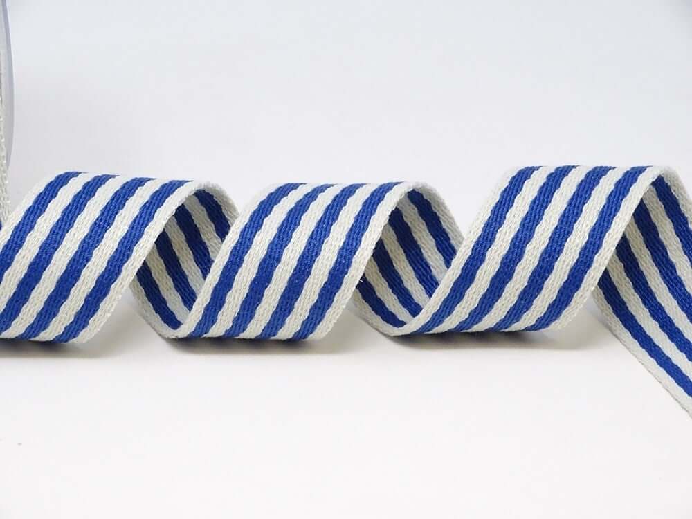 Bertie's bows 38mm striped, rainbow bag strapping/webbing: various colours. Per metre.