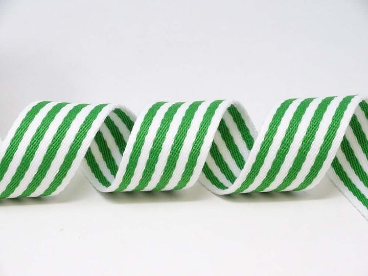 Bertie's bows 38mm striped, rainbow bag strapping/webbing: various colours. Per metre.