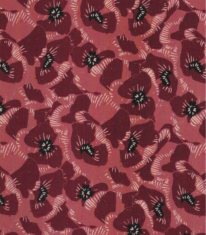 Poppy blossom Burgundy 100% viscose woven dressmaking fabric x1/2m. By Cousette.