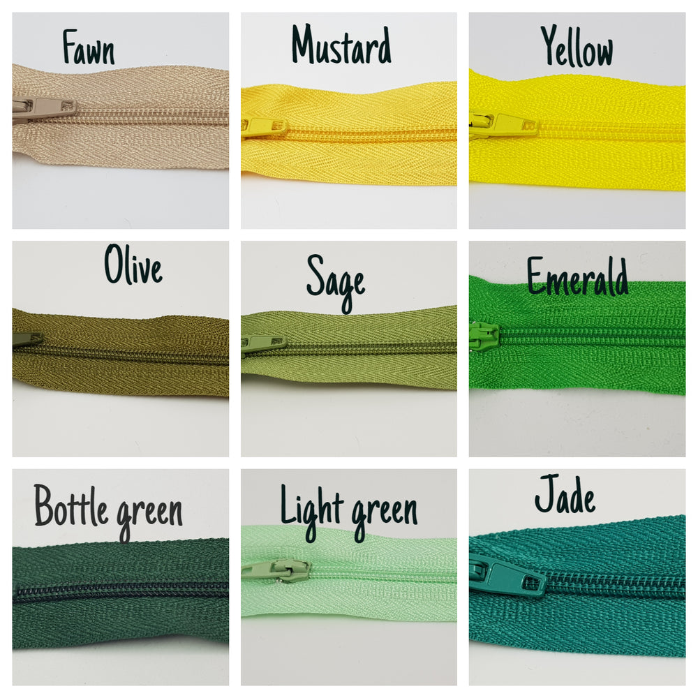 Nylon Closed End Auto-lock Zips 4in, 8in (20cm) 10in (25cm). Dressmaking, crafts.